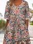 Women Floral V Neck Half Sleeve Casual Summer Jumpsuit