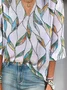 Women Floral Three Quarter Sleeve Blouse Spring/Fall Printing V Neck Daily Casual Top