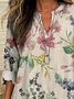 Women Floral Long Sleeve Blouse Spring/Fall Printing V Neck Daily Casual Top