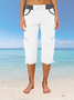 Women Plain Capris Elastic Waist Pants Casual Summer Trousers