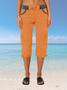 Women Plain Capris Elastic Waist Pants Casual Summer Trousers
