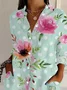 Women Polka Dots Long Sleeve Shirt Spring/Fall Buckle Shirt Collar Daily Casual Top