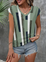 Women Geometric Short Sleeve Tee T-shirt V Neck Printing Casual Summer Graphic Tee Top