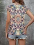 Women Floral Short Sleeve Tee T-shirt V Neck Printing Casual Summer Graphic Tee Top