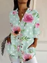 Women Polka Dots Long Sleeve Shirt Spring/Fall Buckle Shirt Collar Daily Casual Top