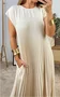 Women Plain Short Sleeve Summer Gathered Dress Crew Neck Daily Vintage Maxi T-Shirt Dress A-Line Dress
