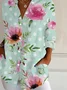 Women Polka Dots Long Sleeve Shirt Spring/Fall Buckle Shirt Collar Daily Casual Top