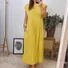 Women Plain Short Sleeve Summer Gathered Dress Crew Neck Daily Vintage Maxi T-Shirt Dress A-Line Dress