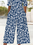 Women Floral V Neck Half Sleeve Casual Summer Jumpsuit