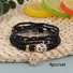 Hot Selling Bohemian Style Multi-layer Rice Bead Bracelet Stacked With Evil Eye Pendant Handmade Adjustable Jewelry