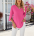 Women Plain Half Sleeve Shirt Summer Split Joint V Neck Daily Casual Top