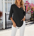 Women Plain Half Sleeve Shirt Summer Split Joint V Neck Daily Casual Top