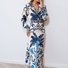 Women Geometric Printing Two-Piece Set Daily Long Sleeve Casual Spring/Fall Top With Skirt Matching Set