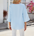 Women Plain Half Sleeve Shirt Summer Split Joint V Neck Daily Casual Top