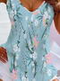 Women Floral Sleeveless Tee T-shirt V Neck Casual Summer Top