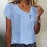Women Striped Short Sleeve Tee T-shirt Asymmetrical Buckle Casual Summer Top