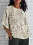 Women's 3D Floral Print Half Sleeve Casual Blouse