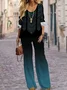 Women Geometric Printing Two-Piece Set Daily Long Sleeve Casual Spring/Fall Top With Pants Matching Set