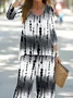 Women Abstract Printing Two-Piece Set Daily Long Sleeve Casual Spring/Fall Top With Pants Matching Set