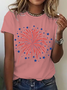 Women Flag Short Sleeve Tee T-shirt Crew Neck Casual Summer Top