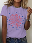 Women Flag Short Sleeve Tee T-shirt Crew Neck Casual Summer Top