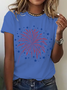 Women Flag Short Sleeve Tee T-shirt Crew Neck Casual Summer Top