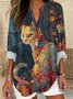 Women's Long Sleeve Shirt Spring/Fall Cat V Neck Daily Going Out Casual Top