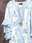 Women Floral Half Sleeve Shirt Summer Printing V Neck Daily Casual Top