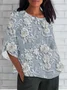 Women's 3D Floral Print Half Sleeve Casual Blouse