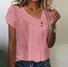 Women Striped Short Sleeve Tee T-shirt Asymmetrical Buckle Casual Summer Top