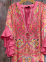 Women Floral Half Sleeve Shirt Summer Printing V Neck Daily Casual Top