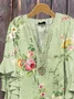 Women Floral Half Sleeve Shirt Summer Printing V Neck Daily Casual Top
