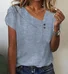 Women Striped Short Sleeve Tee T-shirt Asymmetrical Buckle Casual Summer Top