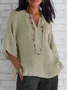 Women Plain Half Sleeve Blouse Summer V Neck Daily Casual Top