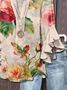 Women Floral Half Sleeve Shirt Summer Printing V Neck Daily Casual Top