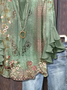 Women Floral Half Sleeve Shirt Summer Printing V Neck Daily Casual Top