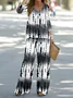 Women Abstract Printing Two-Piece Set Daily Long Sleeve Casual Spring/Fall Top With Pants Matching Set