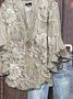 Women Floral Half Sleeve Shirt Summer Printing V Neck Daily Casual Top