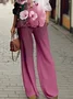 Women Floral Printing Two-Piece Set Daily Long Sleeve Casual Spring/Fall Top With Pants Matching Set