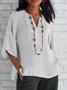 Women Plain Half Sleeve Blouse Summer V Neck Daily Casual Top