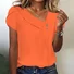 Women Striped Short Sleeve Tee T-shirt Asymmetrical Buckle Casual Summer Top