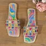 Super Large Colorful Rhinestone Flat Slippers Summer New Soft Outdoor Beach Colorful Diamond Casual Women's Shoes