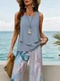 Women Floral Printing Two-Piece Set Daily Sleeveless Casual Summer Top With Pants Matching Set