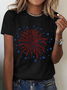 Women Flag Short Sleeve Tee T-shirt Crew Neck Casual Summer Top