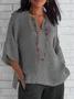 Women Plain Half Sleeve Blouse Summer V Neck Daily Casual Top