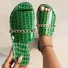 Summer Crocodile Pattern Large Size Outdoor Flat Slippers Women's Metal Chain Fashionable Beach Slippers