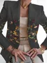 Women Floral Spring/Fall Outerwear Vintage Printing Long Sleeve Regular Blazer
