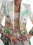 Women Floral Spring/Fall Outerwear Vintage Printing Long Sleeve Regular Blazer