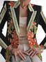 Women Floral Spring/Fall Outerwear Vintage Printing Long Sleeve Regular Blazer