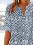 Women Abstract Short Sleeve Shirt Summer Printing V Neck Daily Casual Top
